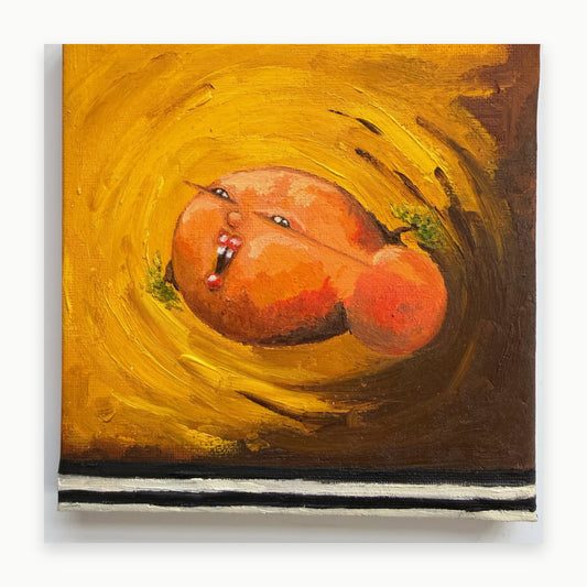 Front view of "I feel I am a star", a 15 × 15 cm original oil painting of an expressive stylised figure.